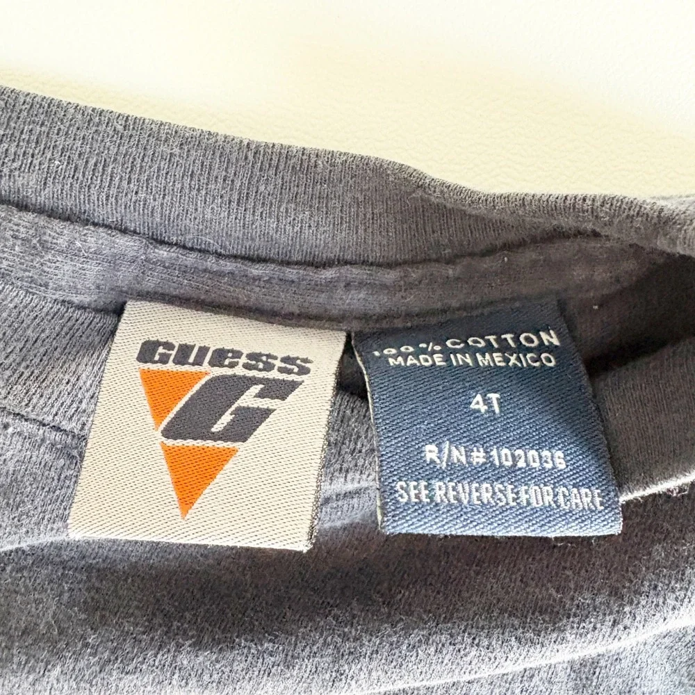 Guess Kids Vintage 90s Colorblock Embroidered Logo Long Sleeve T-Shirt Size 4T